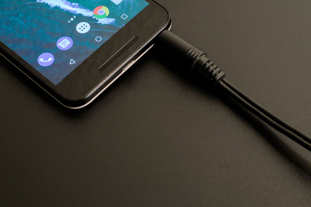Phone charging port close-up